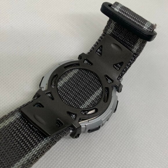 Men digital watch 43mm alarm chrono gray 100MWR silver tone nylon band running - Picture 7 of 7